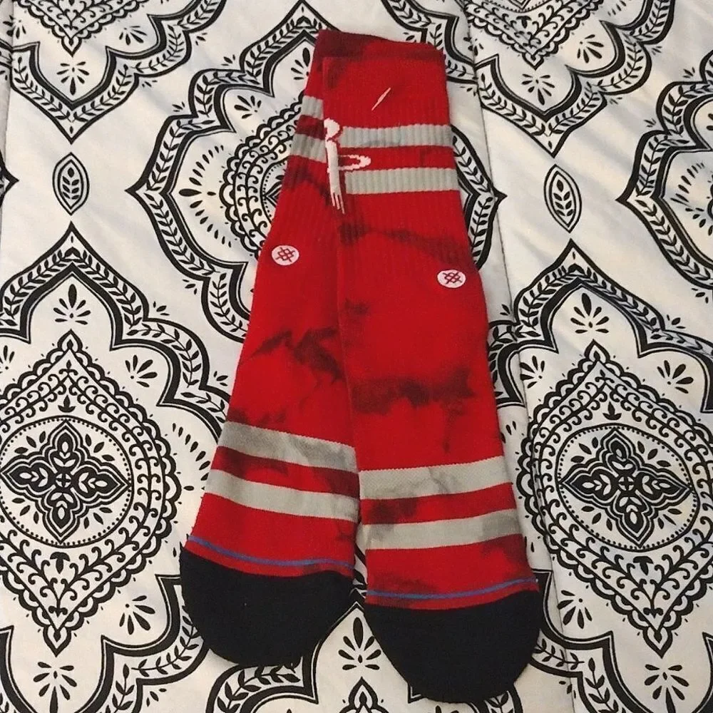 STANCE‎ Houston Rockets Red Tie Dyed Crew Socks Mens LG NWOT